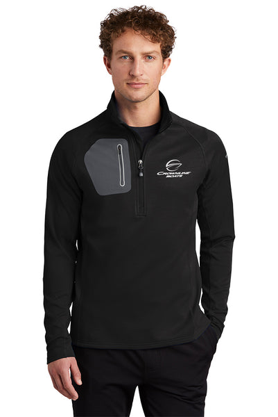 Crownline Logo Mens 1/2-Zip Black Performance Fleece